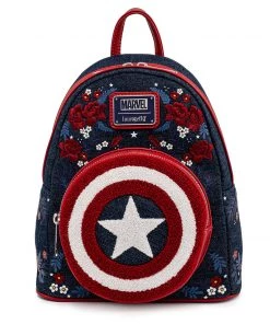 Loungefly Marvel - Captain America Floral Shield Mini Backpack