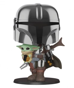 Funko Pop! Star Wars - The Mandalorian With The Child Chrome 10-inch Super-Sized Pop