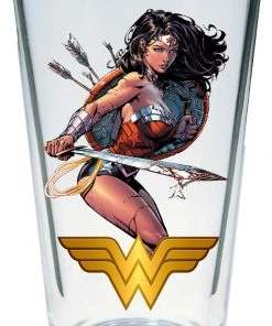 PopFun Toon Tumblers DC Comics: Wonder Woman (Modern Version) 16 Oz Pint Glass