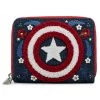 Loungefly Marvel - Captain America Floral Shield Zip Around Wallet