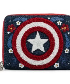 Loungefly Marvel - Captain America Floral Shield Zip Around Wallet