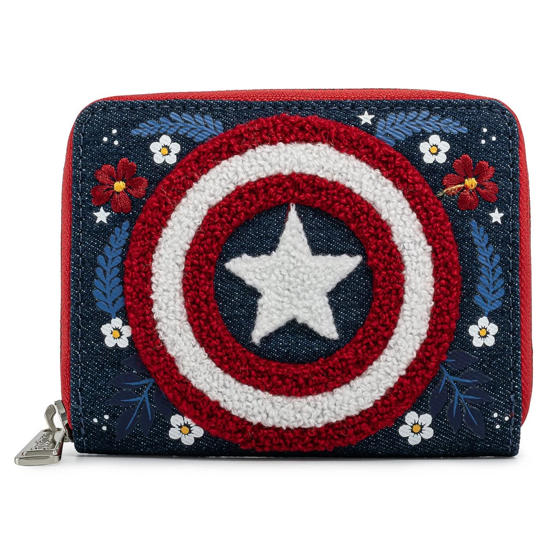 Loungefly Marvel - Captain America Floral Shield Zip Around Wallet 1 Loungefly Marvel - Captain America Floral Shield Zip Around Wallet