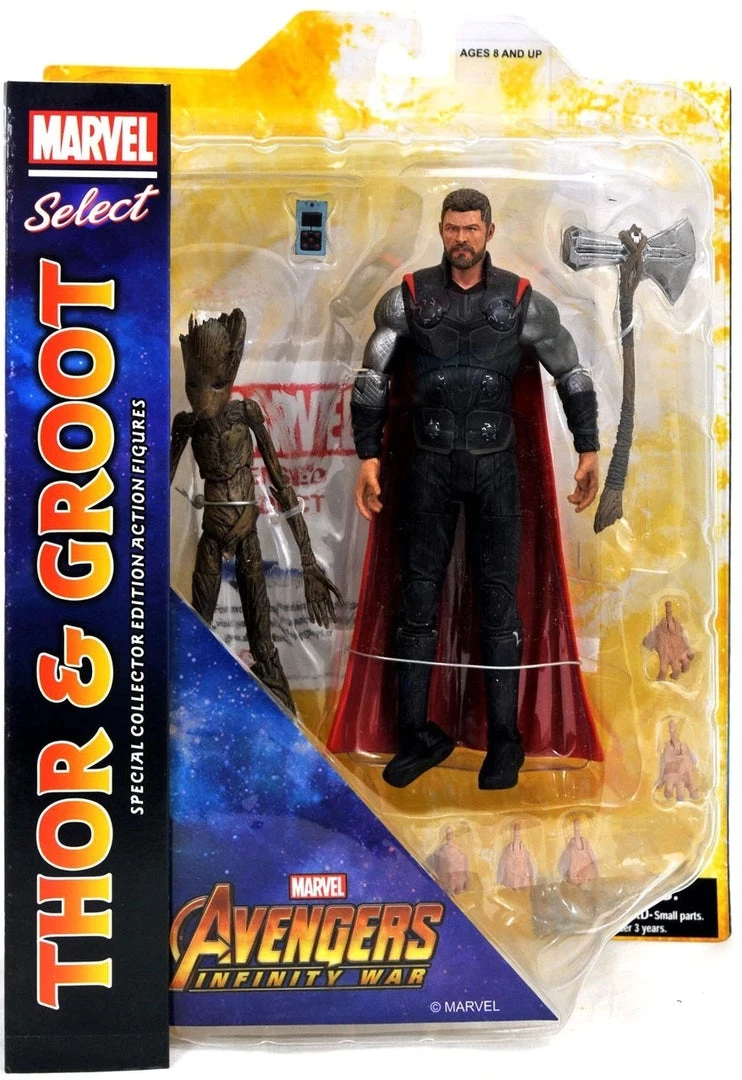 Diamond Select Toys: Marvel Select - Avengers: Infinity War Thor & Groot Action Figure 2 Diamond Select Toys: Marvel Select - Avengers: Infinity War Thor & Groot Action Figure