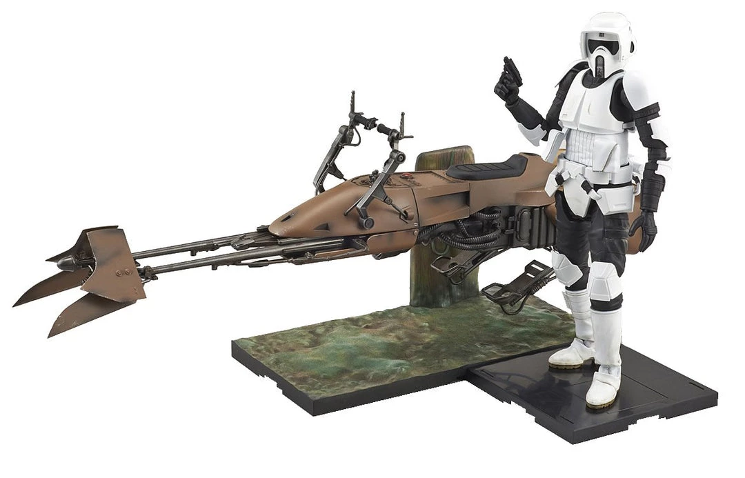 Bandai Japan Gundam Bandai Hobby Star Wars Scout Trooper & Speeder Bike Character Line 1/12 Model Kit 1 Bandai Japan Gundam Bandai Hobby Star Wars Scout Trooper & Speeder Bike Character Line 1/12 Model Kit