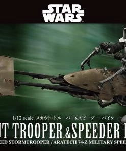 Bandai Japan Gundam Bandai Hobby Star Wars Scout Trooper & Speeder Bike Character Line 1/12 Model Kit