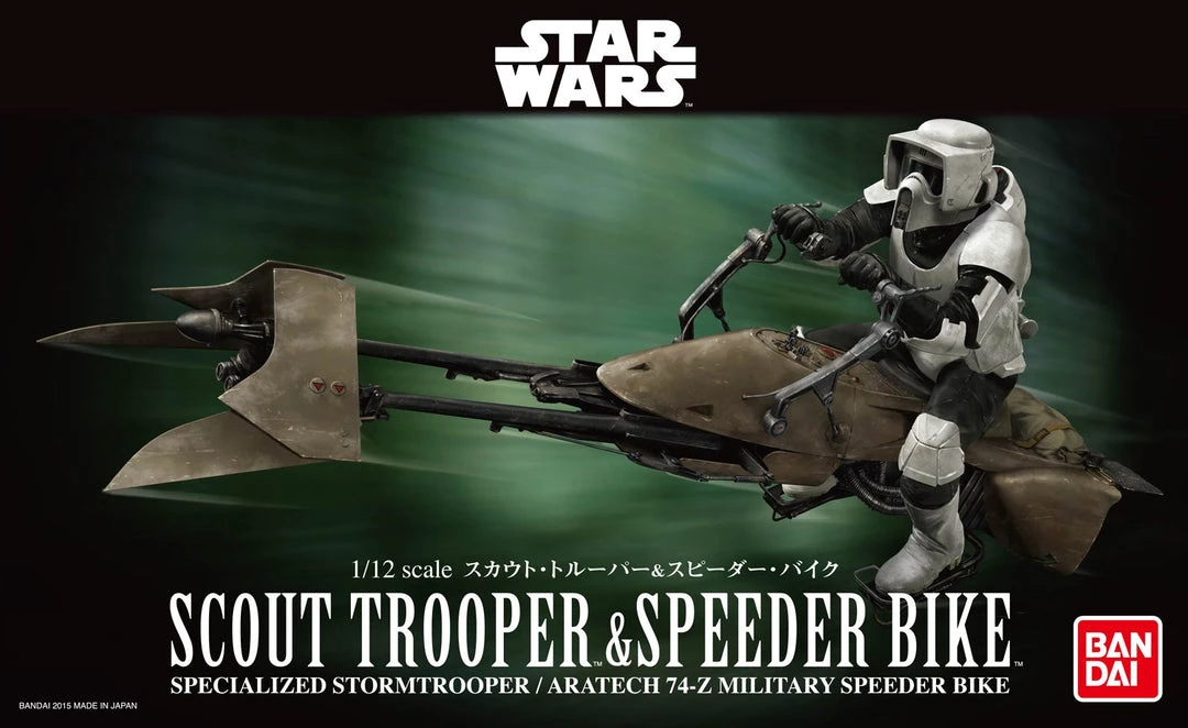 Bandai Japan Gundam Bandai Hobby Star Wars Scout Trooper & Speeder Bike Character Line 1/12 Model Kit 2 Bandai Japan Gundam Bandai Hobby Star Wars Scout Trooper & Speeder Bike Character Line 1/12 Model Kit
